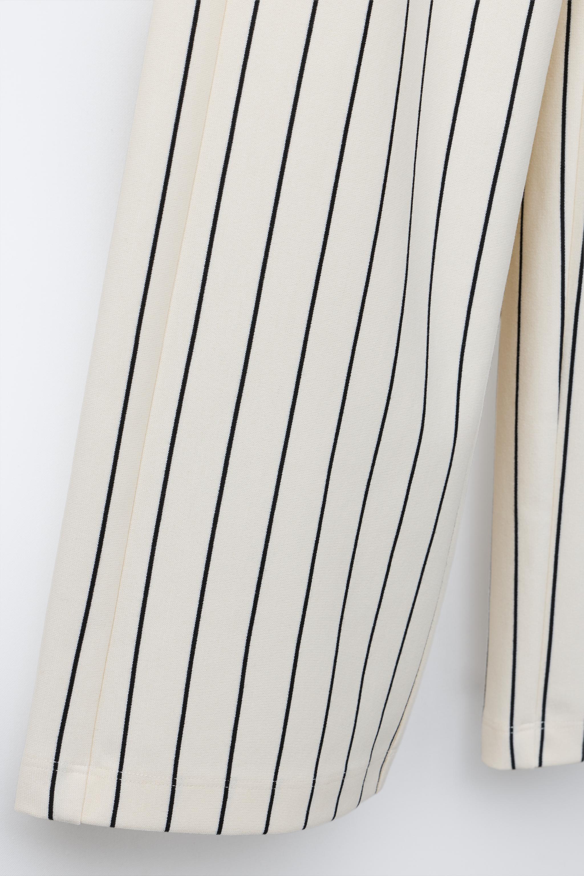 STRIPED PONTE WIDE LEG PANTS